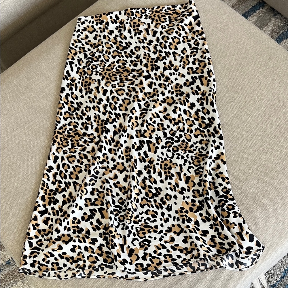 Babaton Leopard Print Midi Skirt - White, Tan & Black